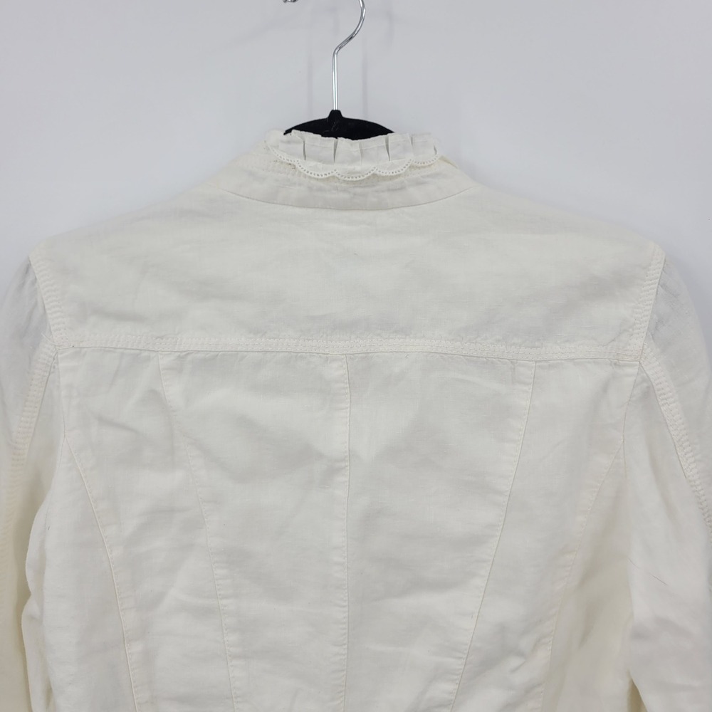 Vtg Escada Victorian Rival Old‎ Money Linen Ruffle Jacket Blazer Sz M Romantic - Picture 7 of 12